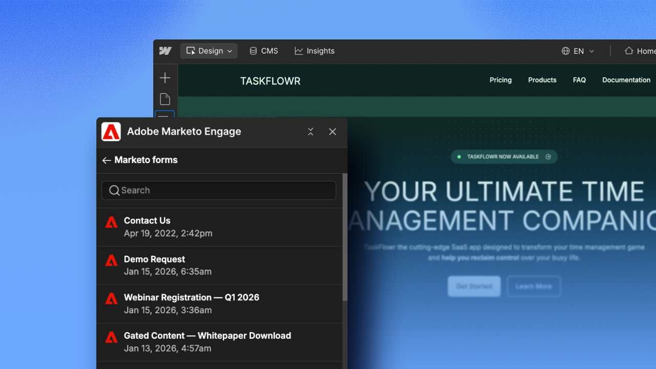 Build and manage Marketo forms directly in Webflow