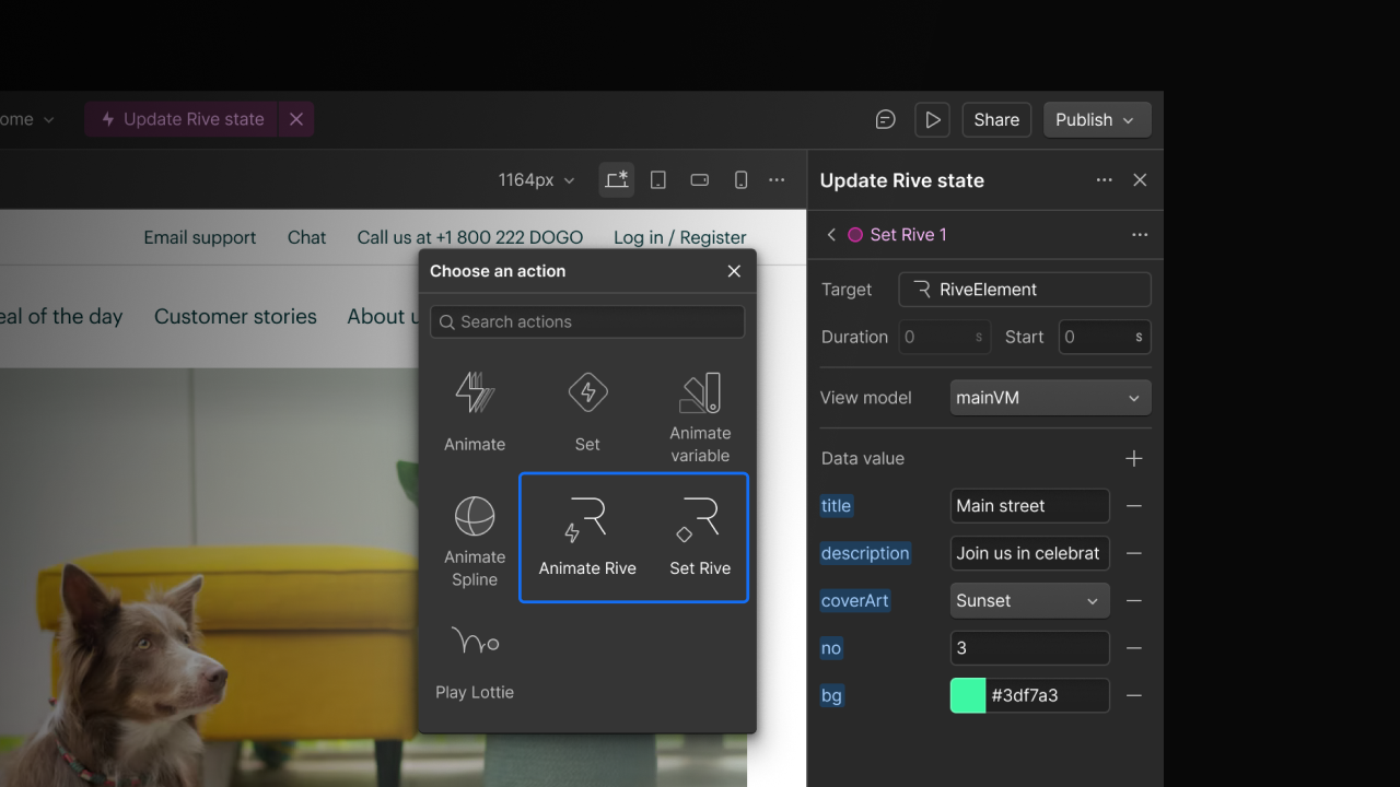 Manipulate Rive animations using Interactions with GSAP