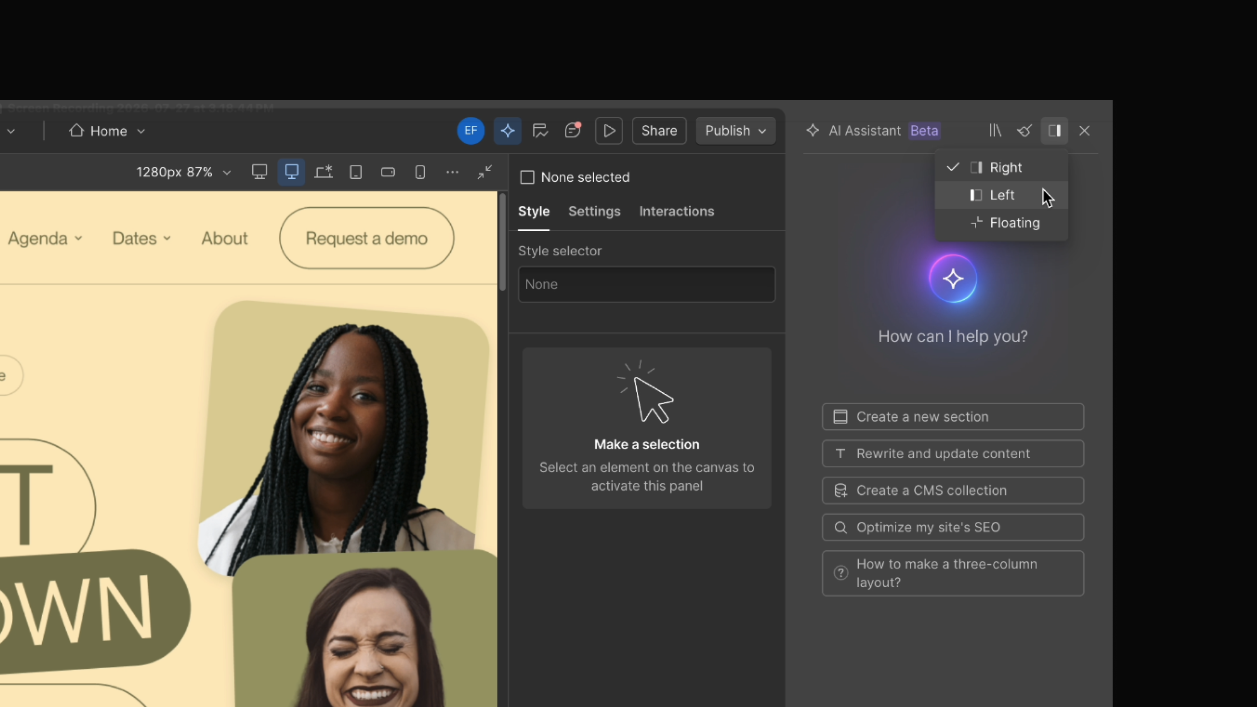 Position AI Assistant to fit your workflow