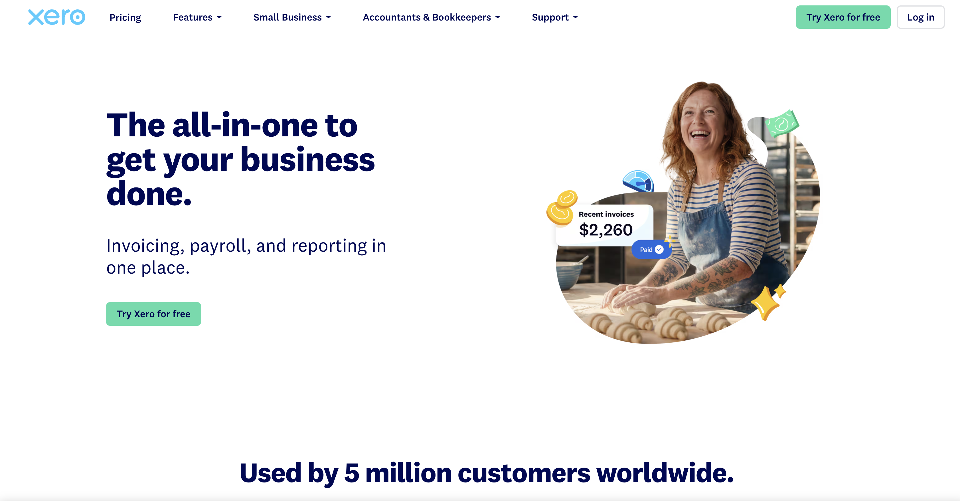Xero homepage with the headline The all-in-one to get your business done