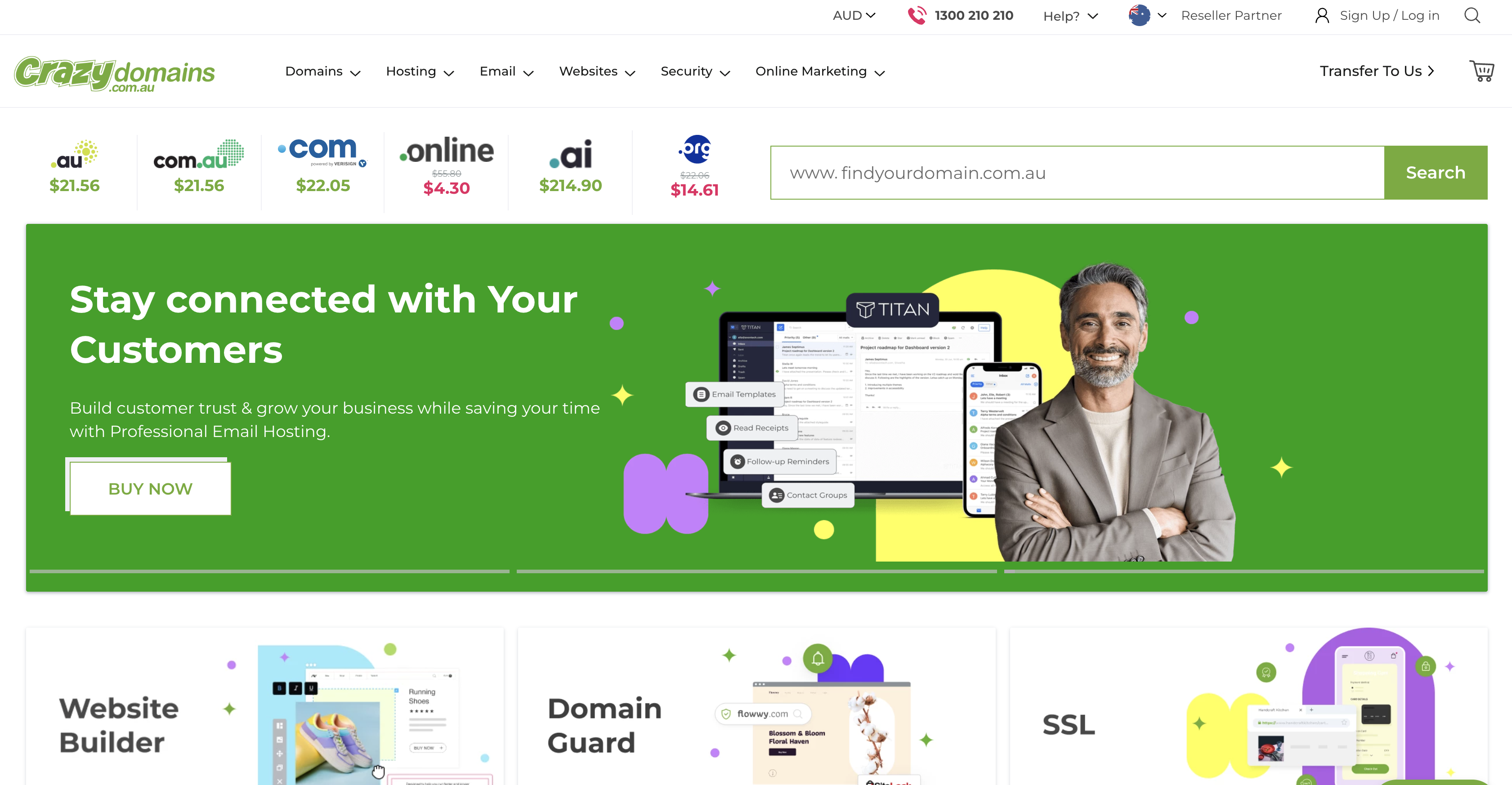 Crazy Domains Australia homepage