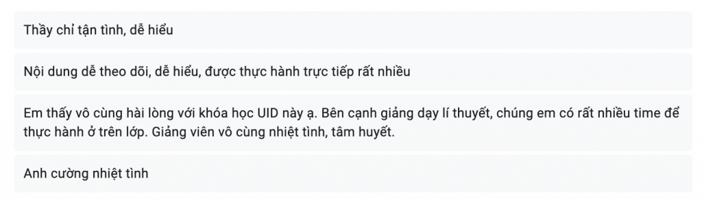 Feedback học viên khoá UI Design