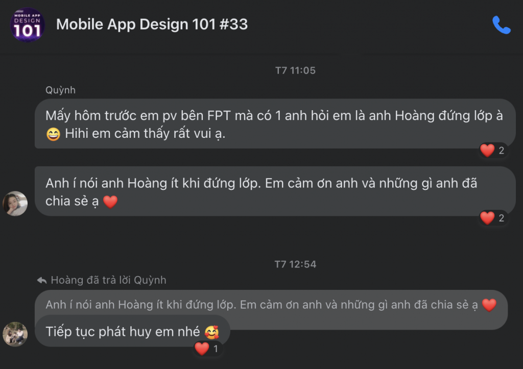 Feedback học viên lớp Mobile App Design #33