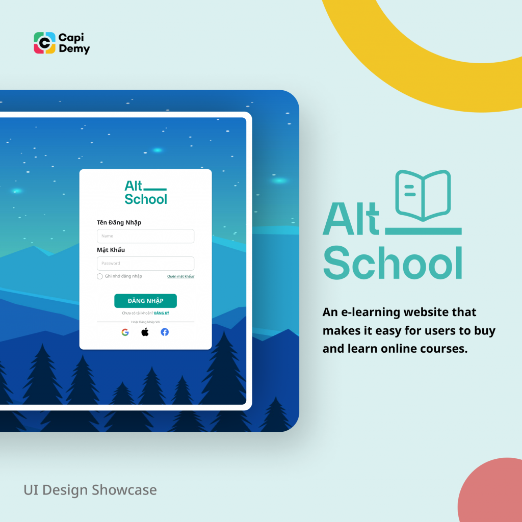 Giao diện Website của sản phẩm học viên khóa UI Design