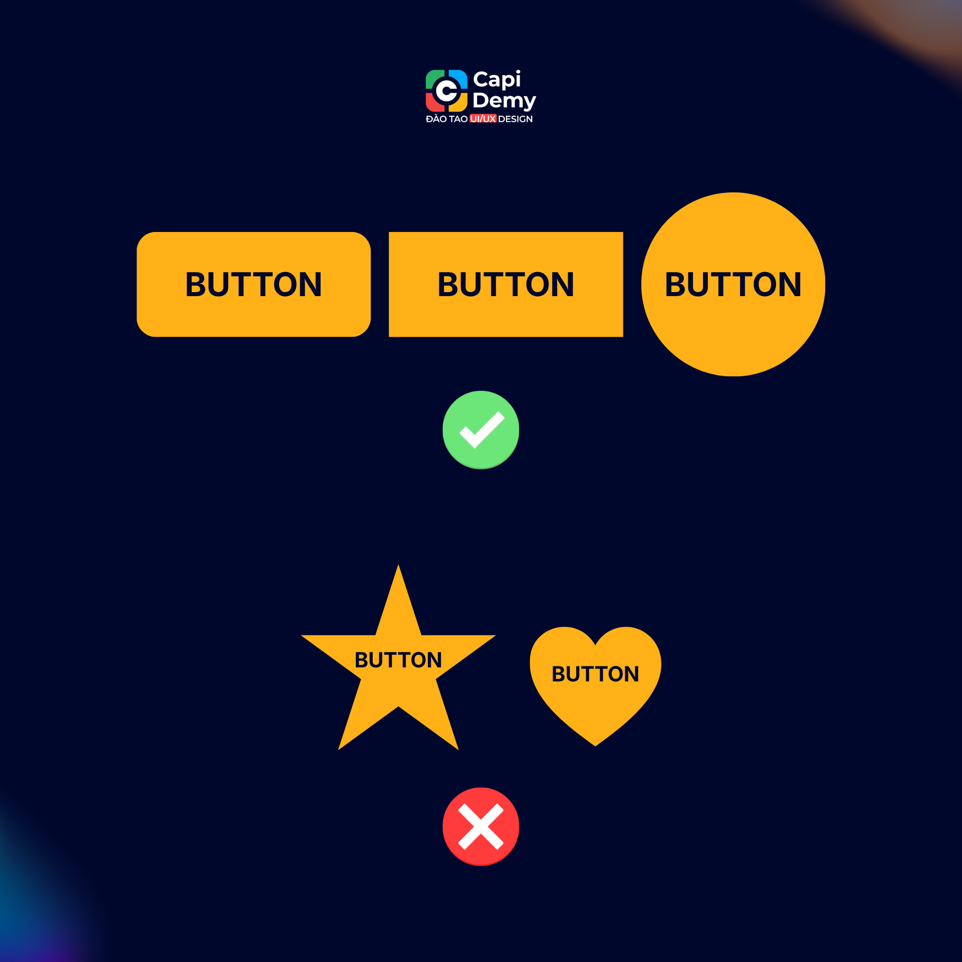 Các hình dạng button dễ nhận biết trong thiết kế UI