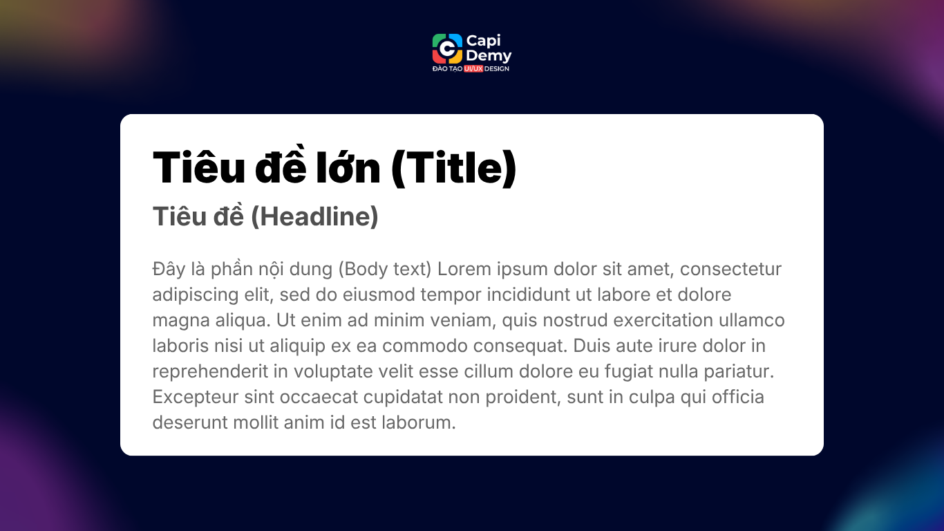 Thang kích thước chữ từ Large Title, Headline, Body Text đến Caption trên giao diện