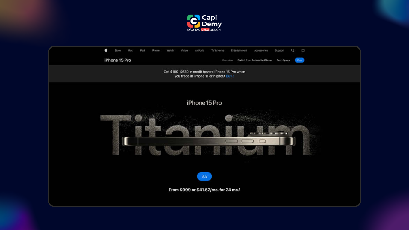 Ví dụ về Negative Space trong thiết kế Dark mode