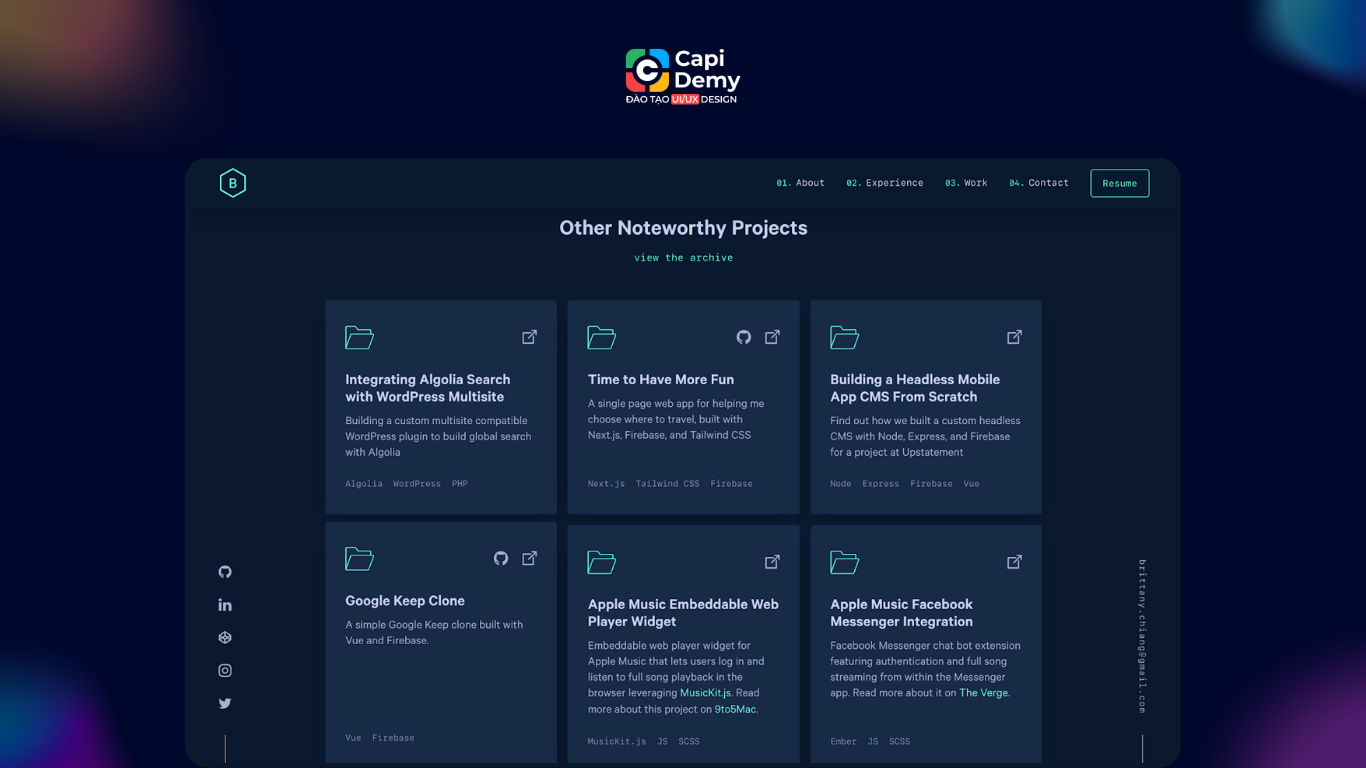 Ví dụ về độ tương phản trong thiết kế Dark mode
