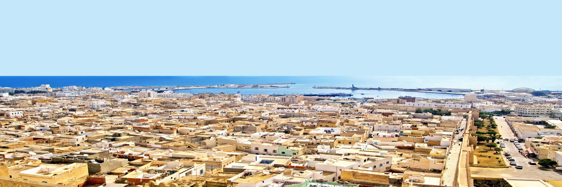 Beautiful picture of Tunis, Tunsia. Looking outwards over the port.