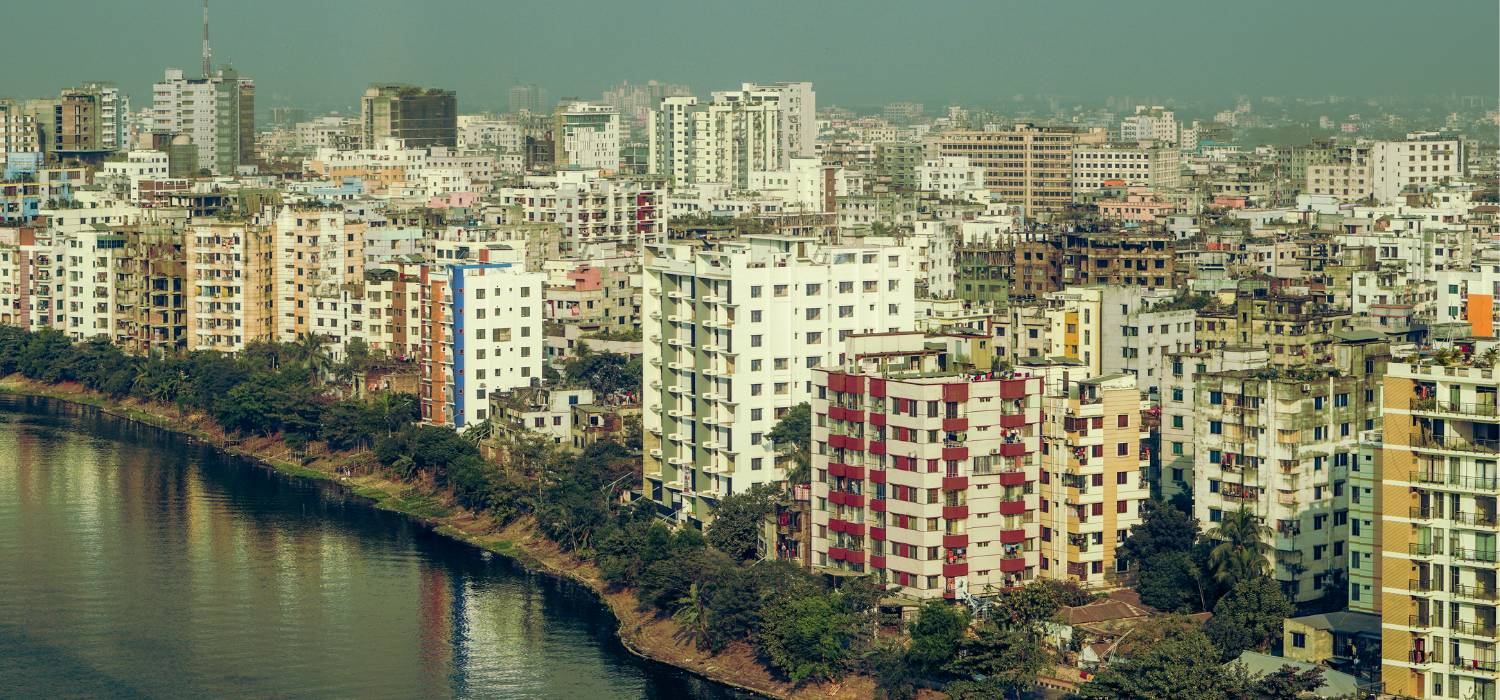View of business buildings in Bangladesh