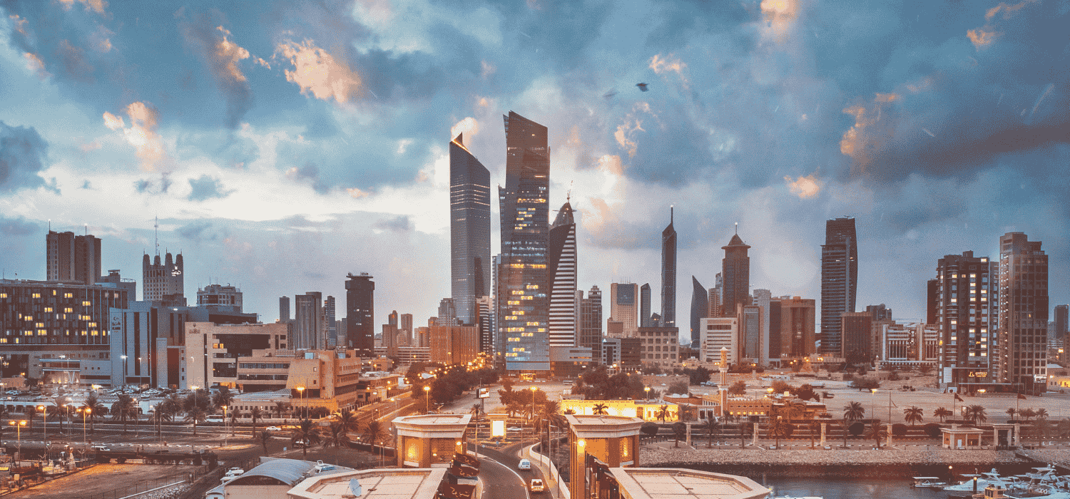 Sunrise in Kuwait City, the financial capital of Kuwait