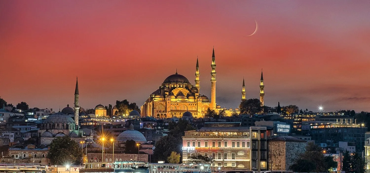 Vibrant city of Istanbul at dusk.