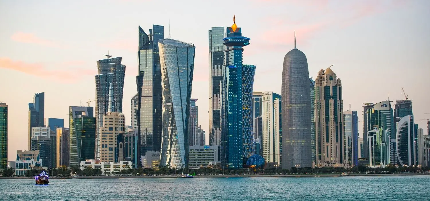Corporate buildings in Qatar.