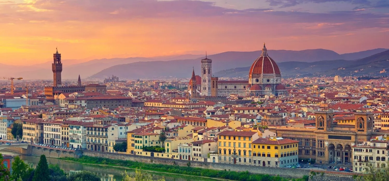 Bird's eye view of metropolitan Florence, Italy.
