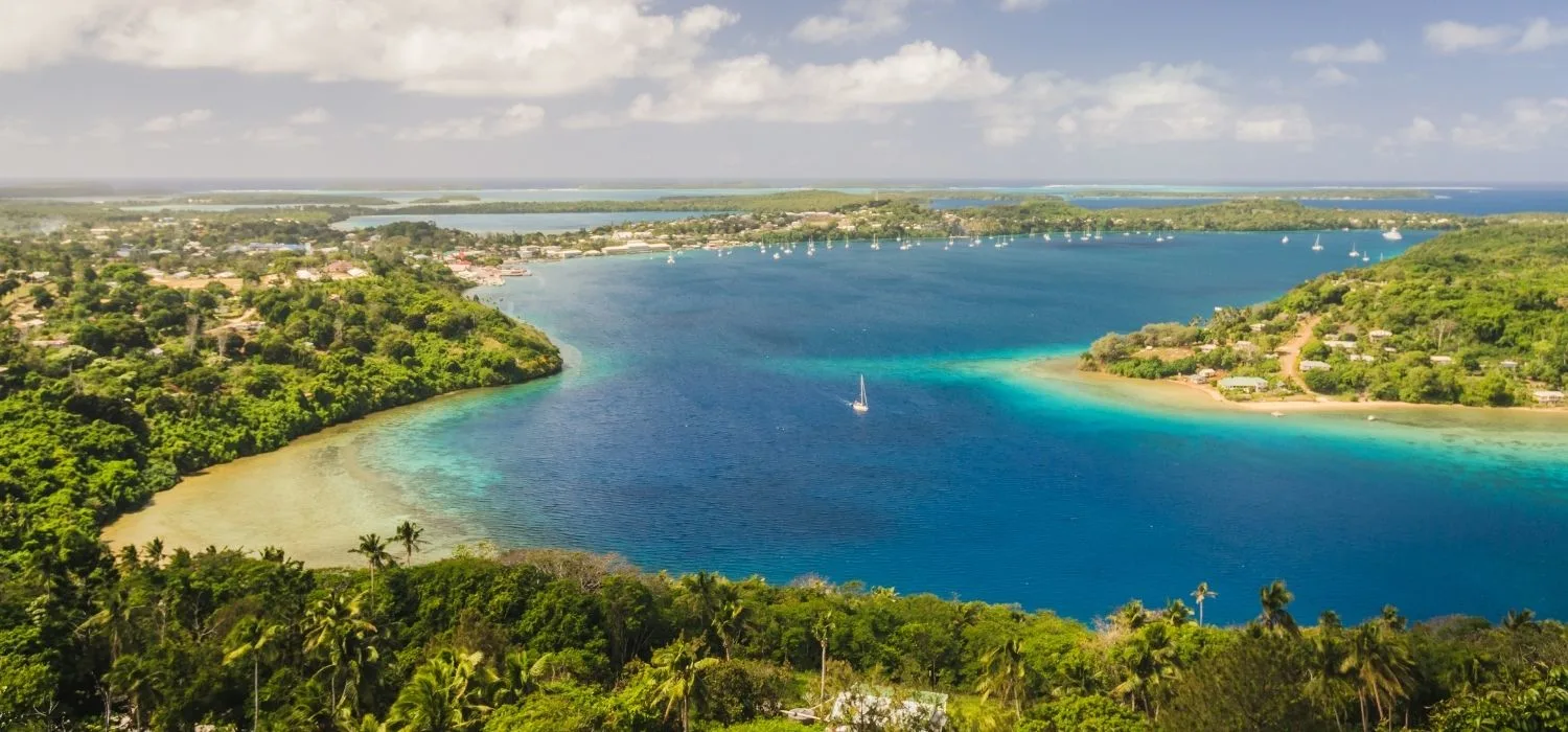 The kingdom of Tonga: bird's eye view of coastline