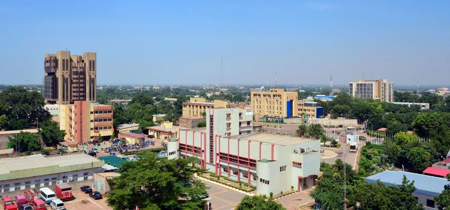 Ouagadougou city center, skyline with the Central Bank of West African States in Burkina Faso
