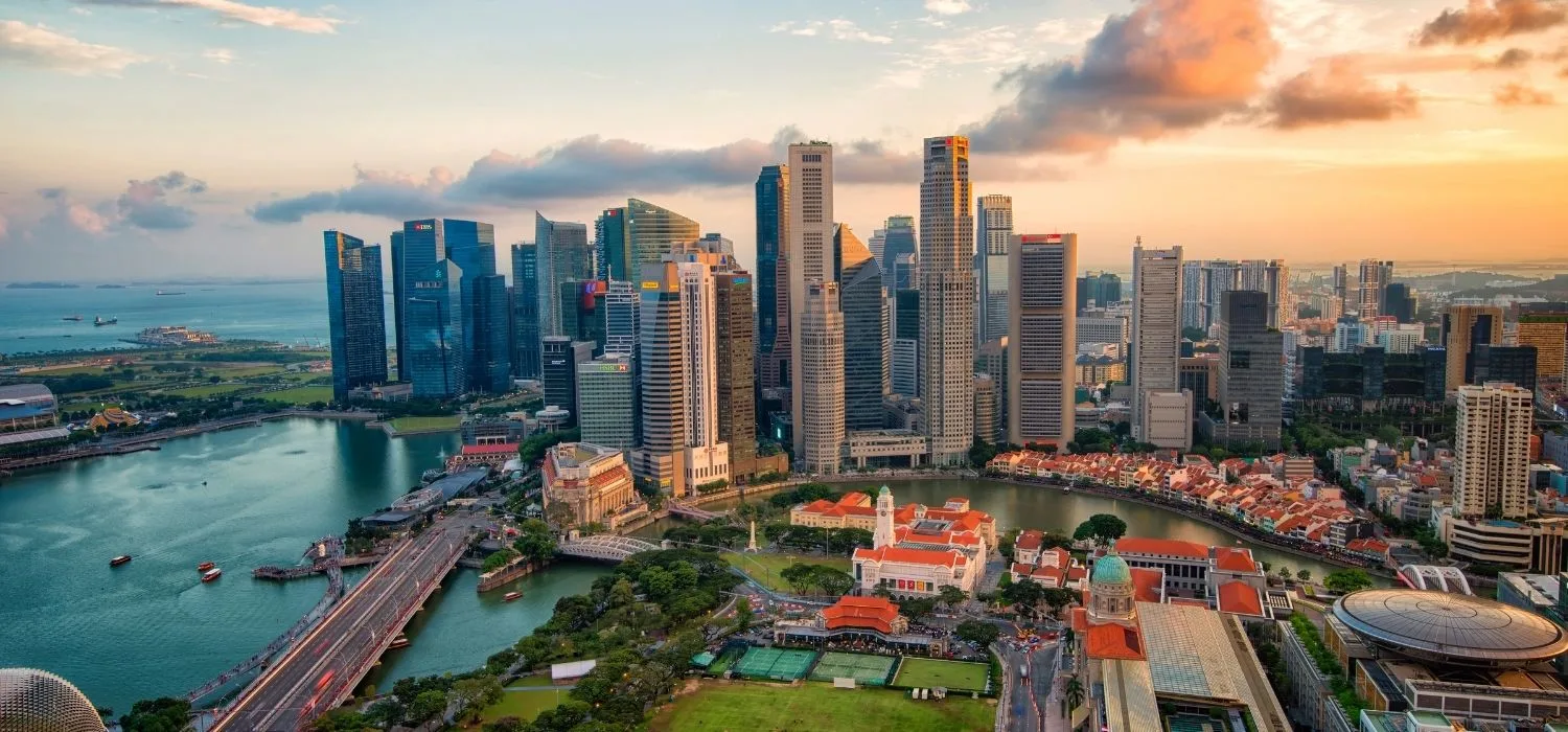 Aerial view of the Singapore business district