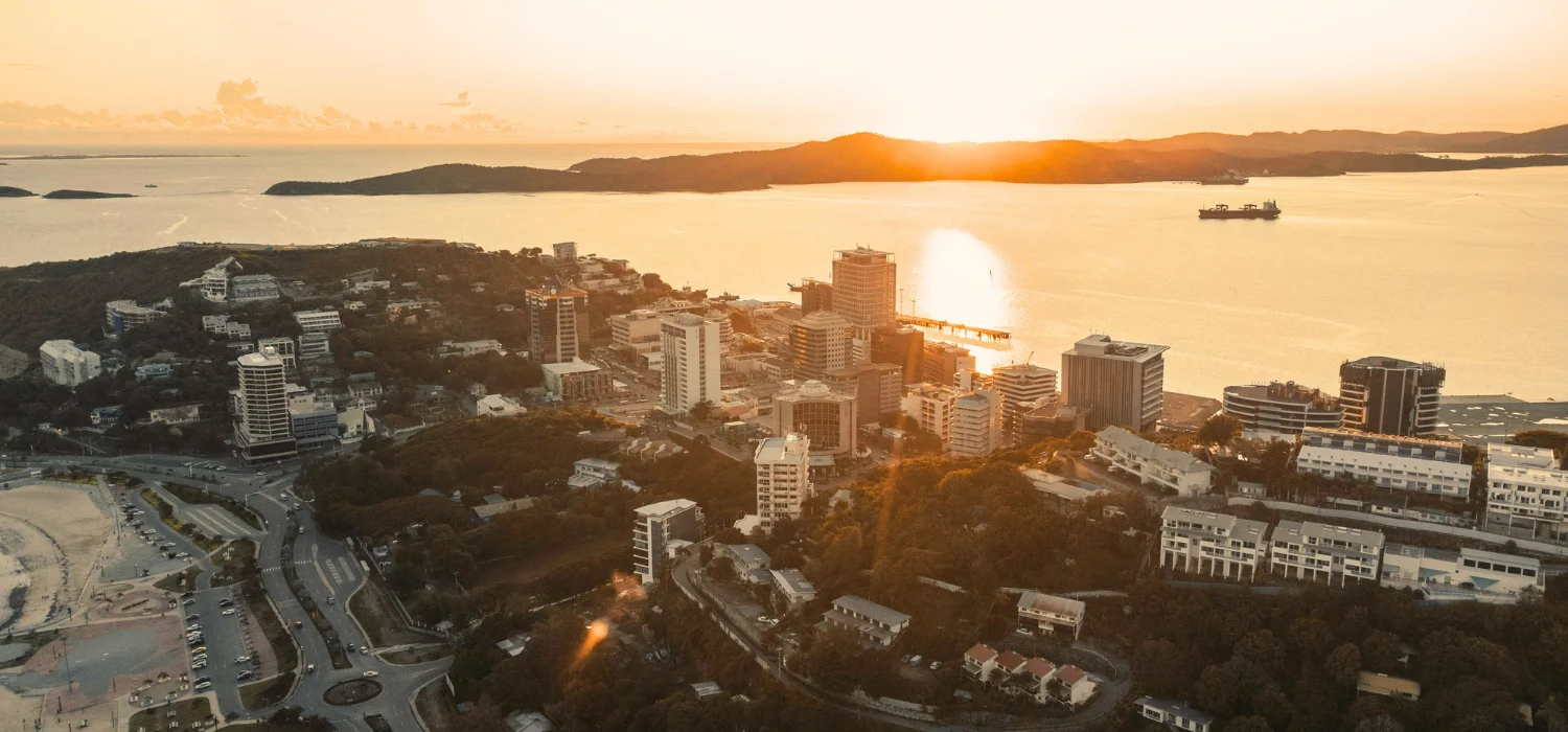 Sunset view of Port Moresby, the economic capital of Papua New Guinea