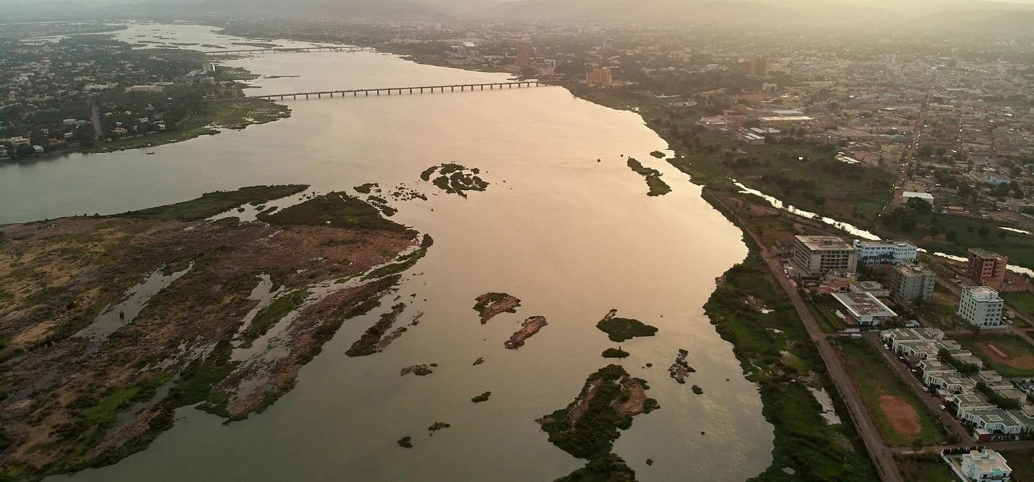 Aerial Drone view of niarela Quizambougou Niger Bamako Mali