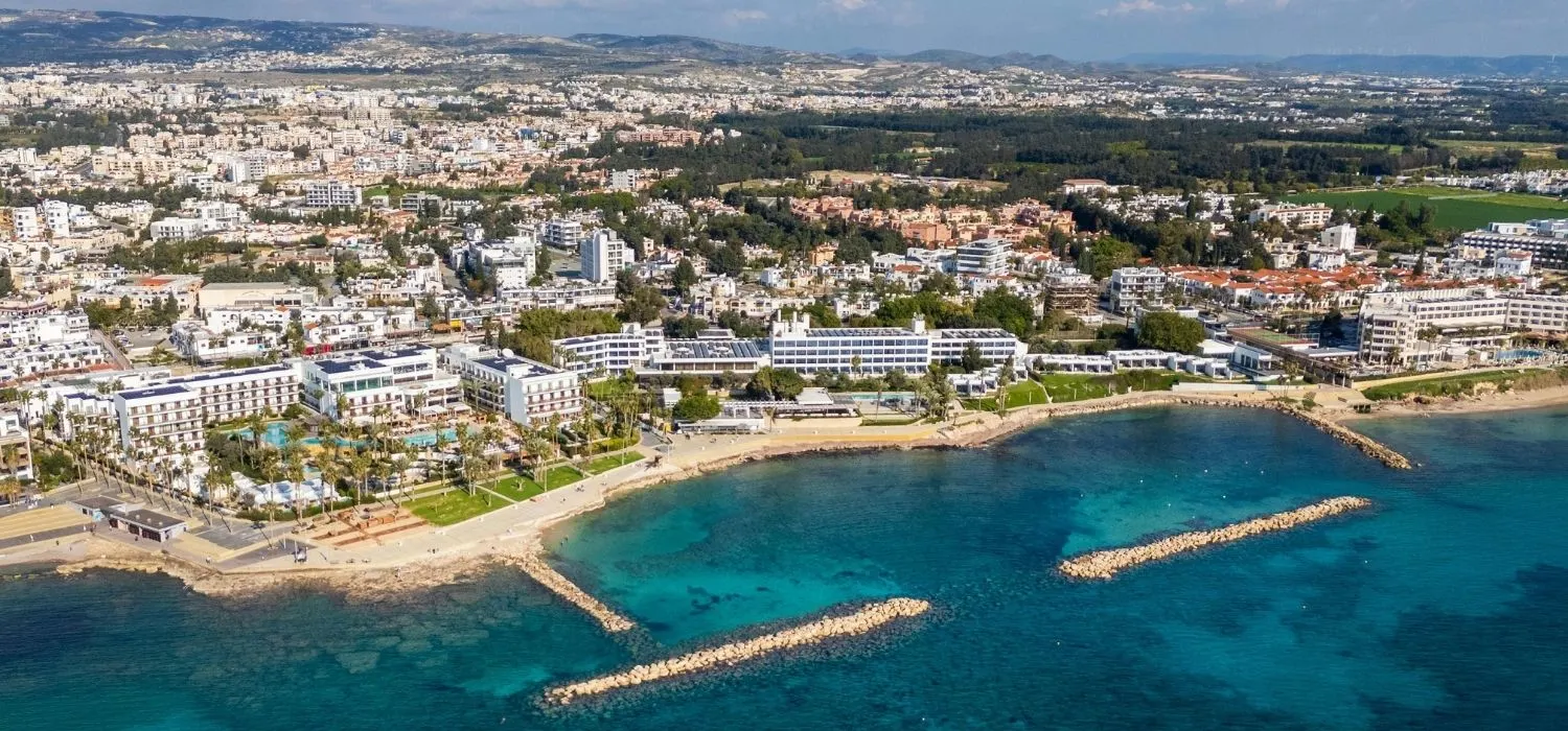 Aerial view of Paphos Seaside in Cyprus, a drawcard for international tourism