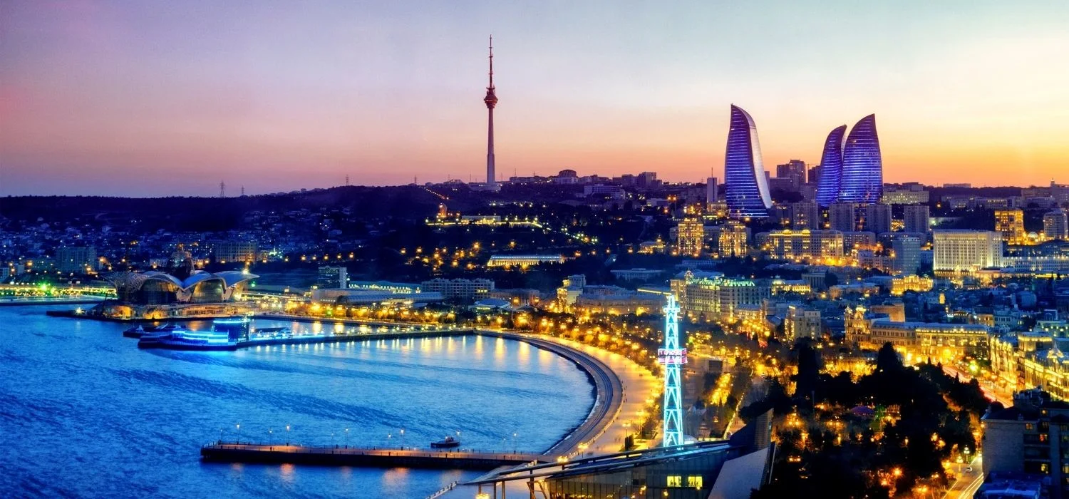 Business buildings in the skyline of Baku, Azerbaijan