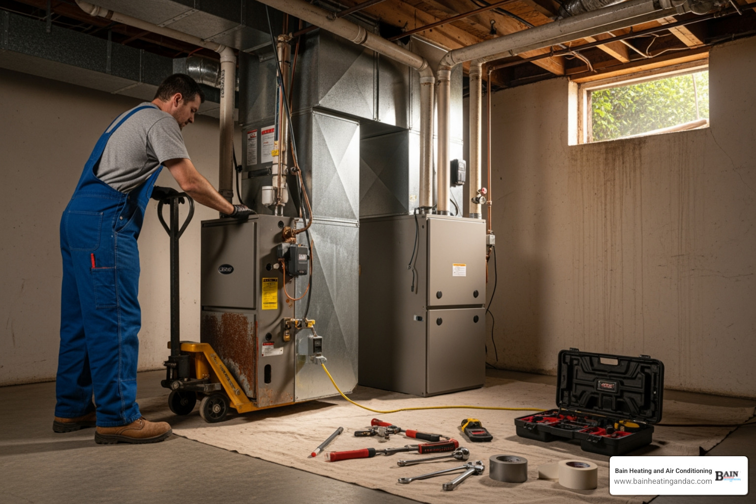 infographic showing 5 key signs your heating system needs replacement: system age over 15 years, frequent repair calls, rising energy costs, uneven home temperatures, and strange operating noises - heating replacement in heflin al