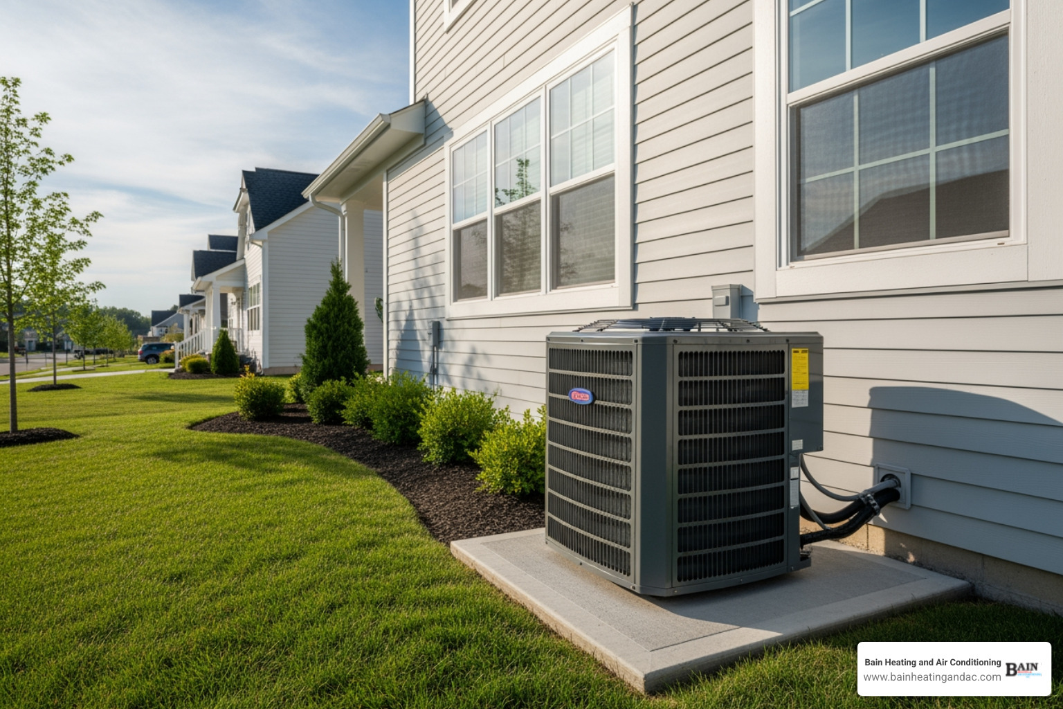 modern air conditioning unit outside home - ac installation maintenance in alexandria, al