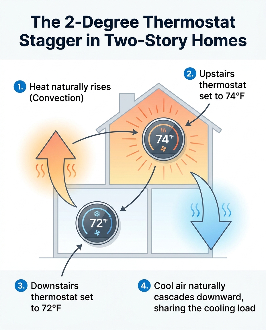 The 2-Degree Thermostat Stagger in Two-Story Homes