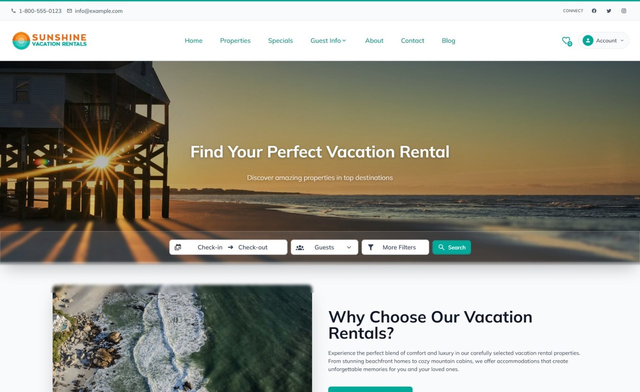 RNS-hosted website homepage