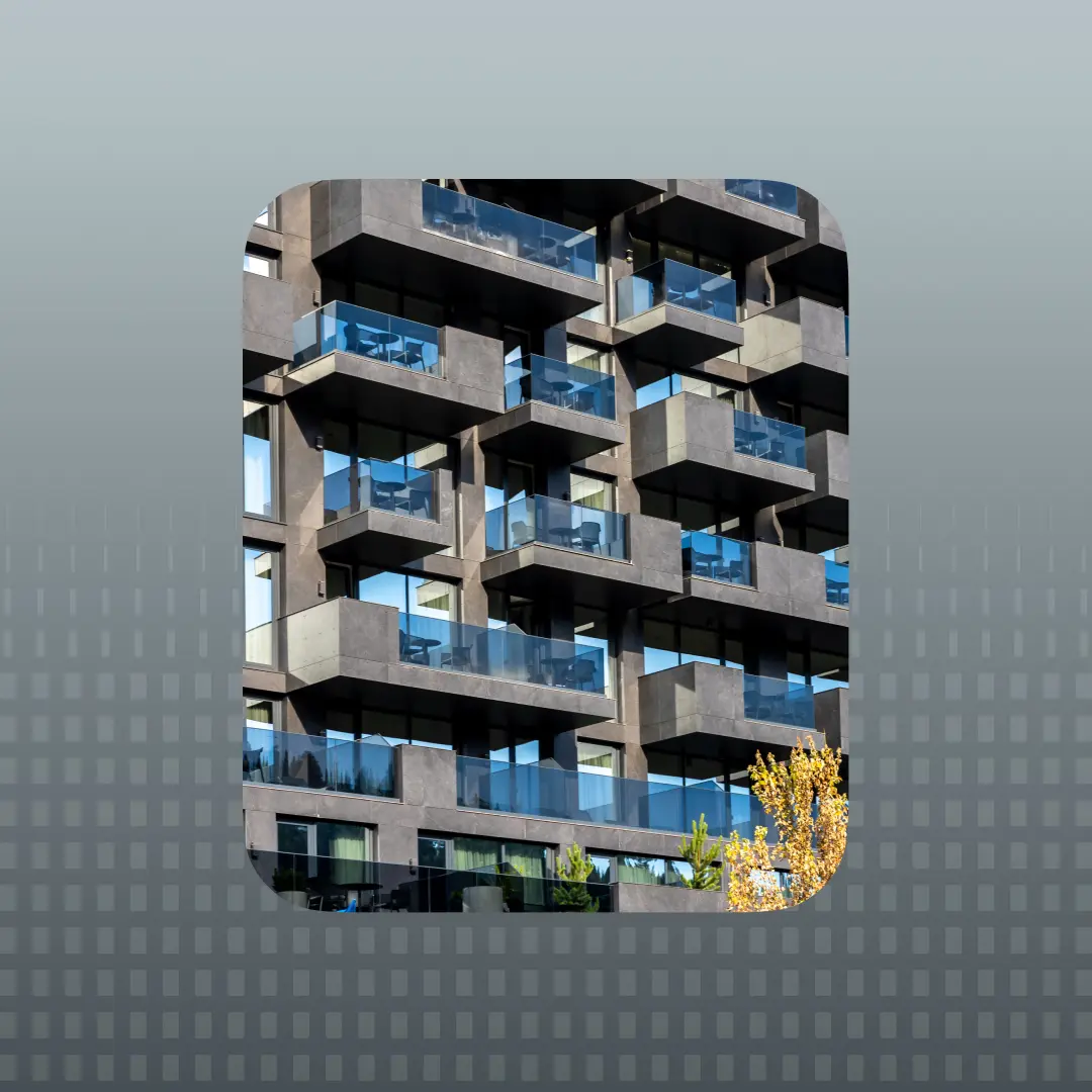 Multifamily apartment building exterior illustrating smart building technology and property management solutions