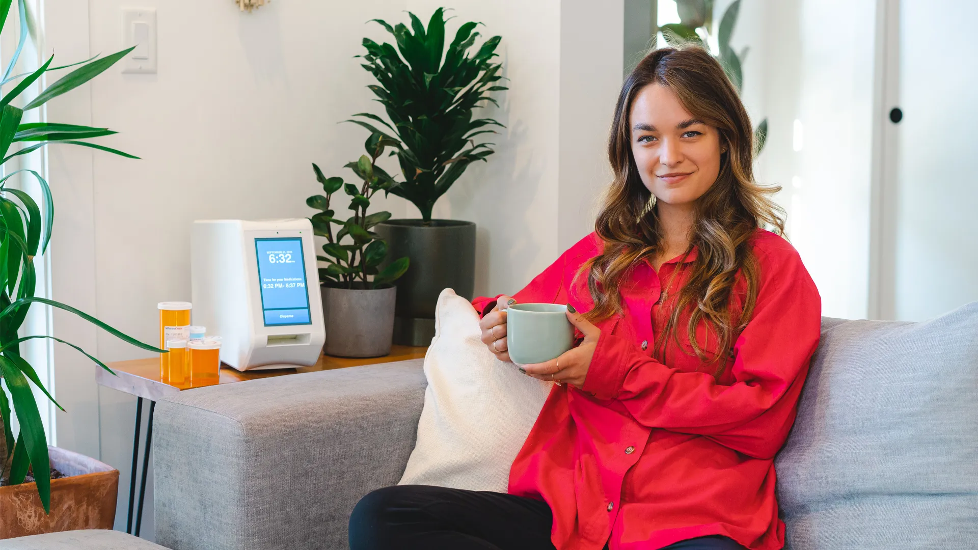 A woman taking coffe