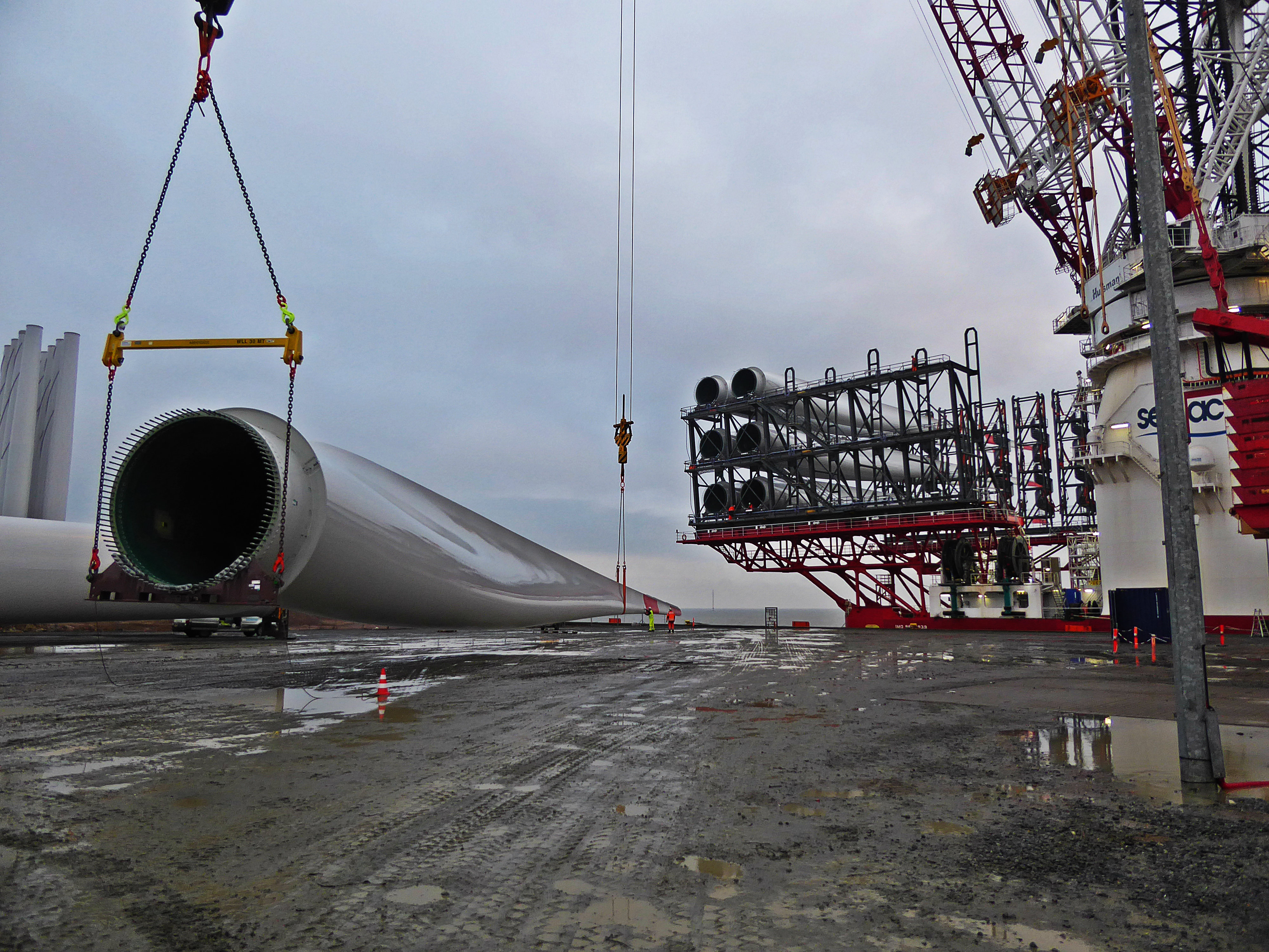 Blades at a staging area