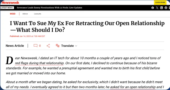 Newsweek article screenshot