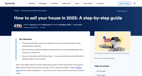 Bankrate article "How to sell your house in 2025: A step-by-step guide"