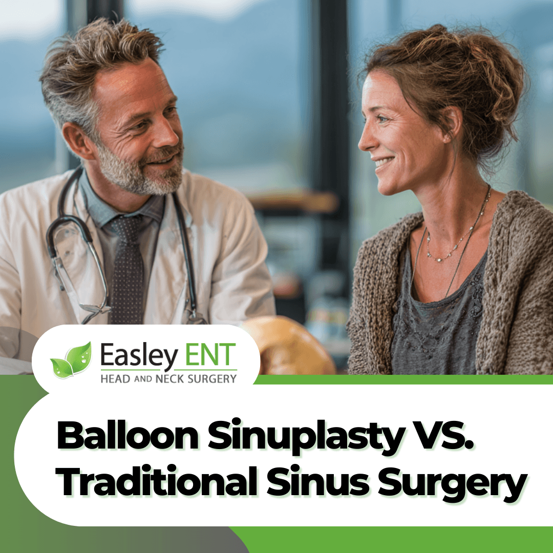 Easley ENT doctor discussing Balloon Sinuplasty vs Traditional Sinus Surgery with a patient.