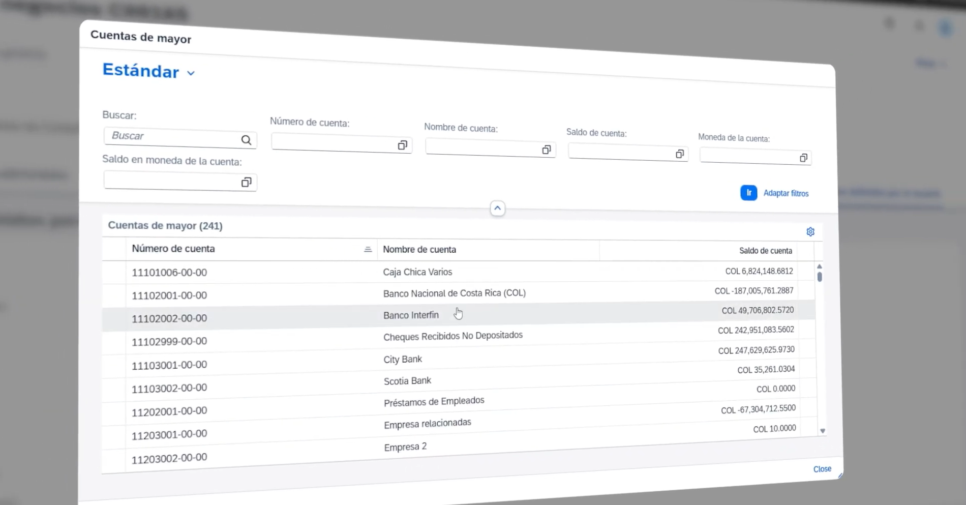 Interfaz SAP Business One