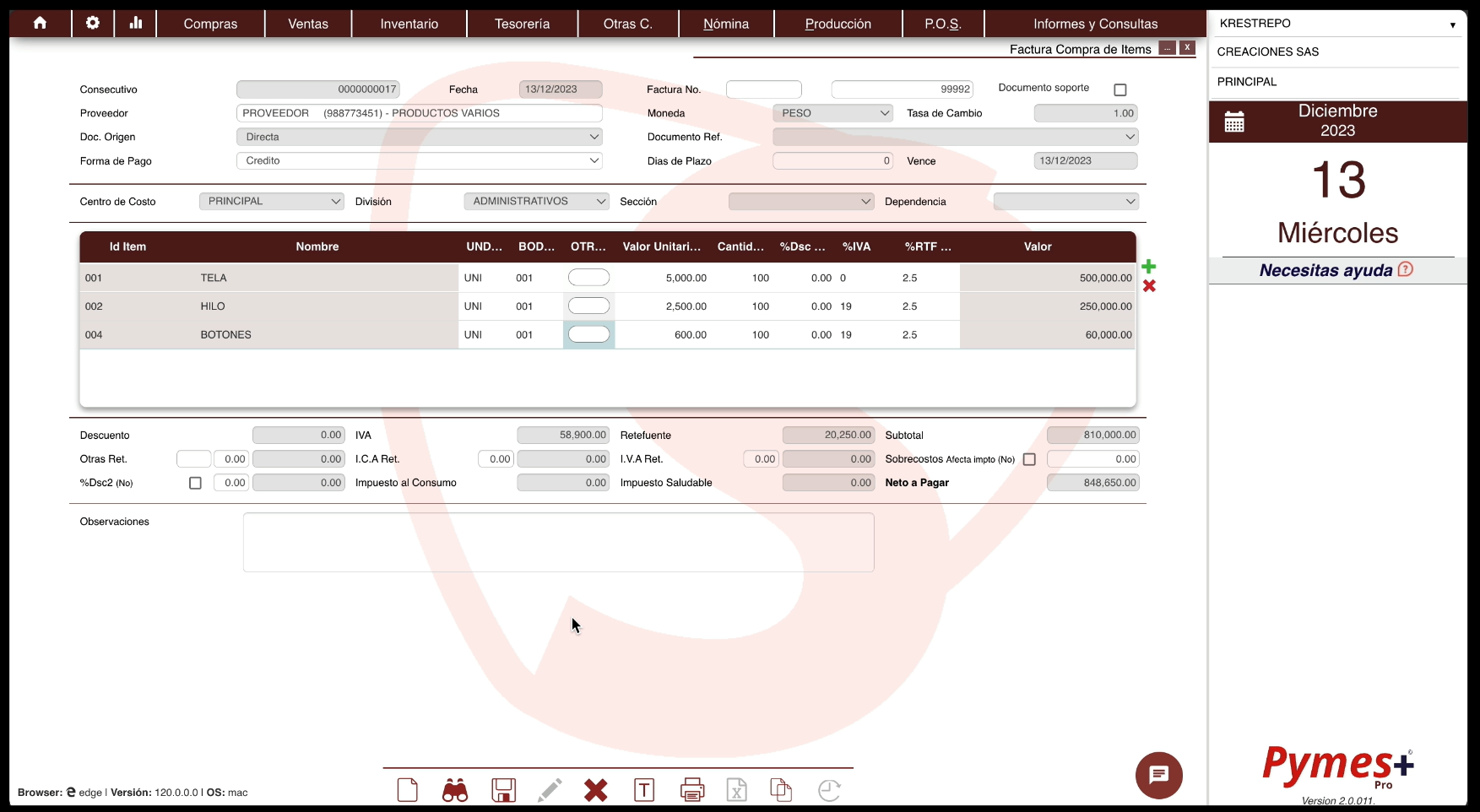 Interfaz Softpymes