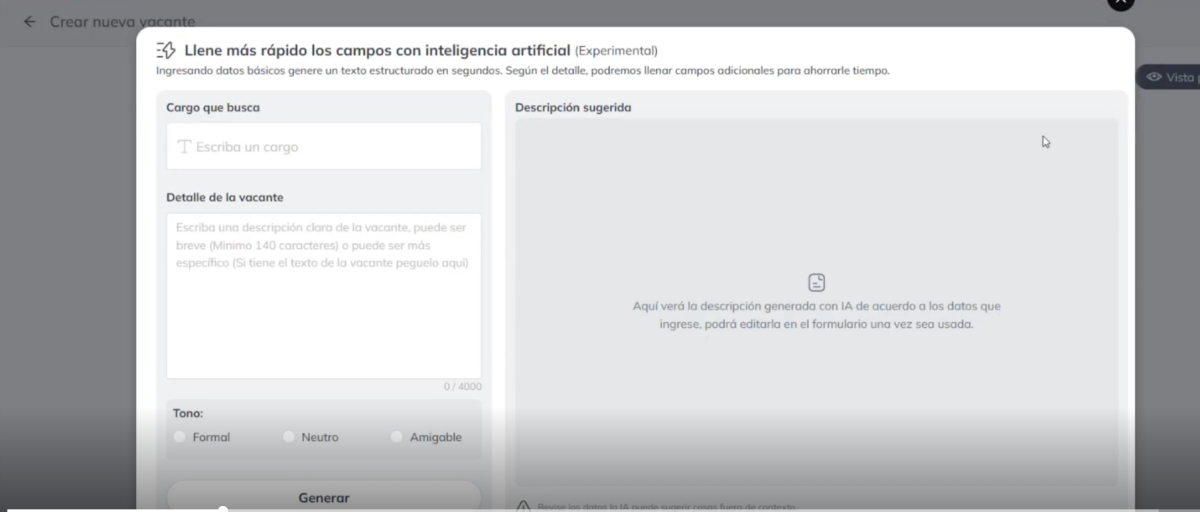 Redacción con Inteligencia Artificial para vacantes