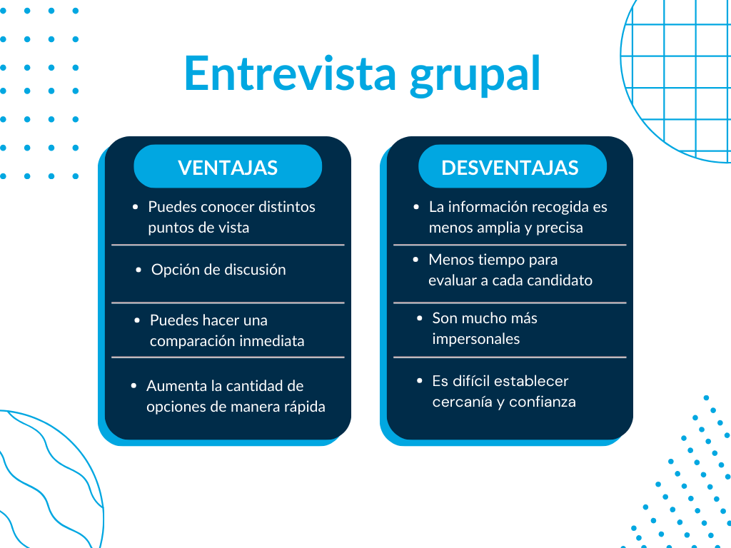 Ventajas y desventajas en una entrevista grupal