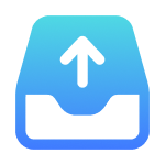 mynaui_inbox-up-solid icon