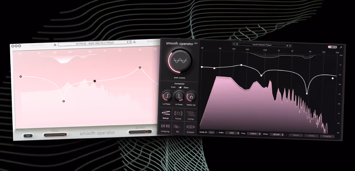 GUIs of the original Smooth Operator plugin and Smooth Operator Pro by Baby Audio