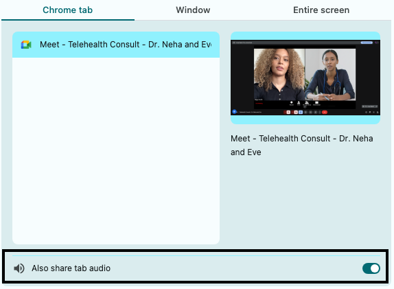 turn on audio sharing