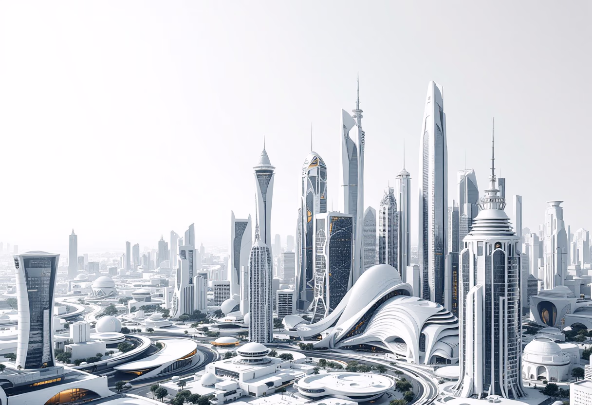 [background image] image of a futuristic city skyline (for an ai education tech company) 4