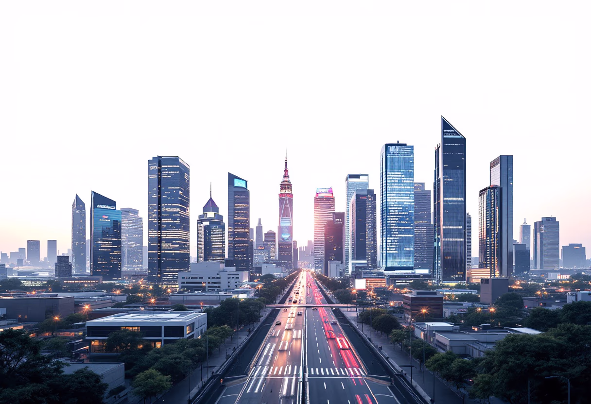 [background image] image of cityscape at dusk (for a pr firm)