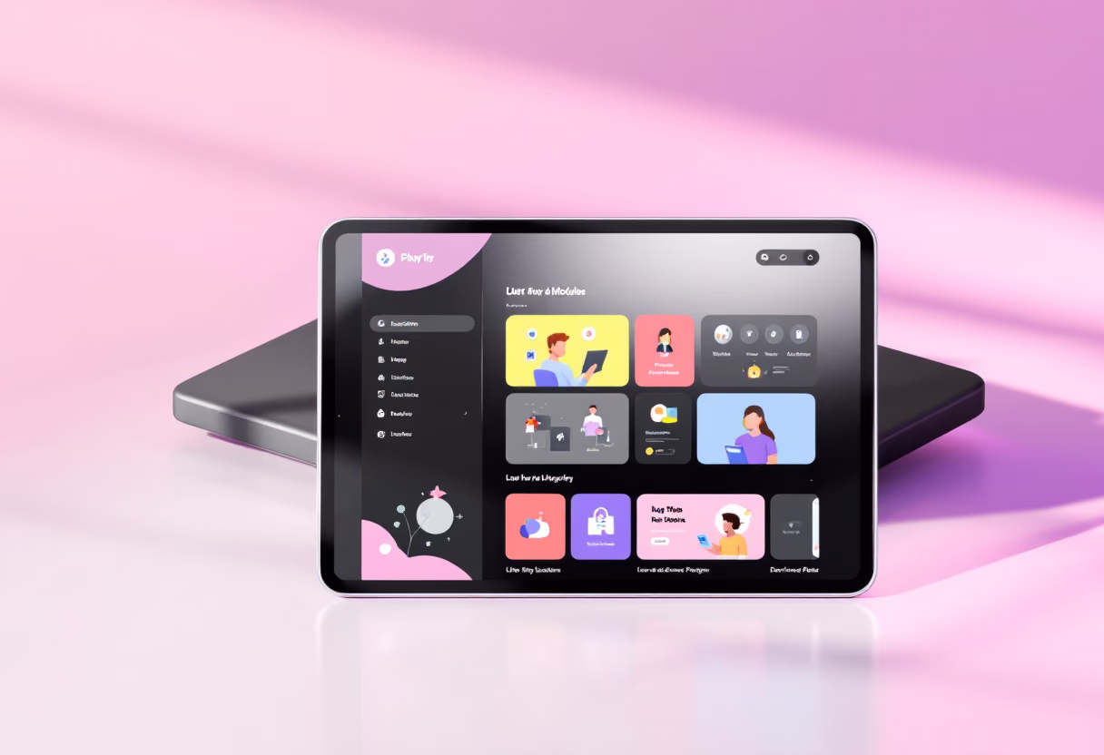 [interface] image of a tablet with an educational app (for edtech)