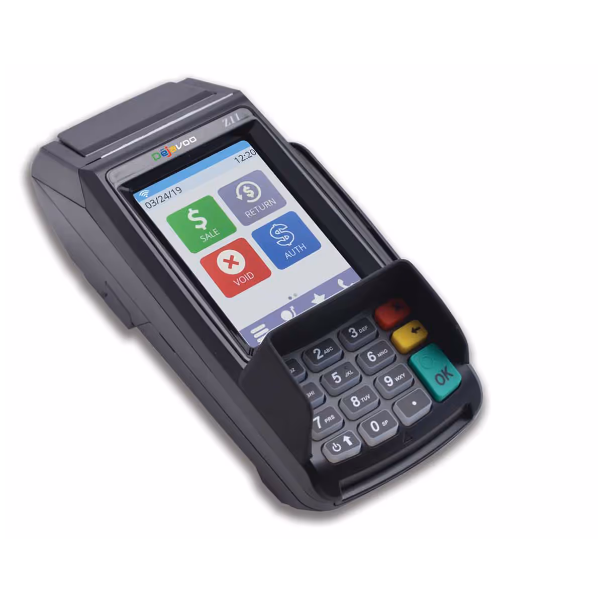 A countertop machine used in credit card payment