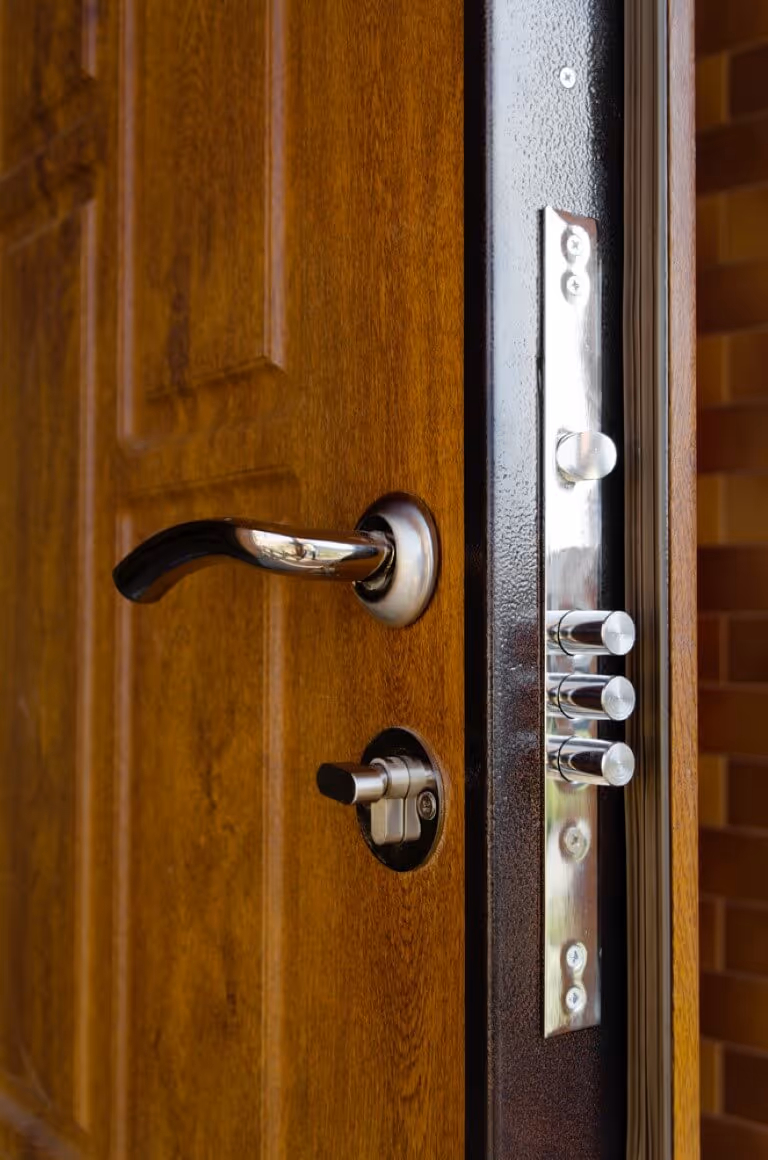 Door with its hardware visible