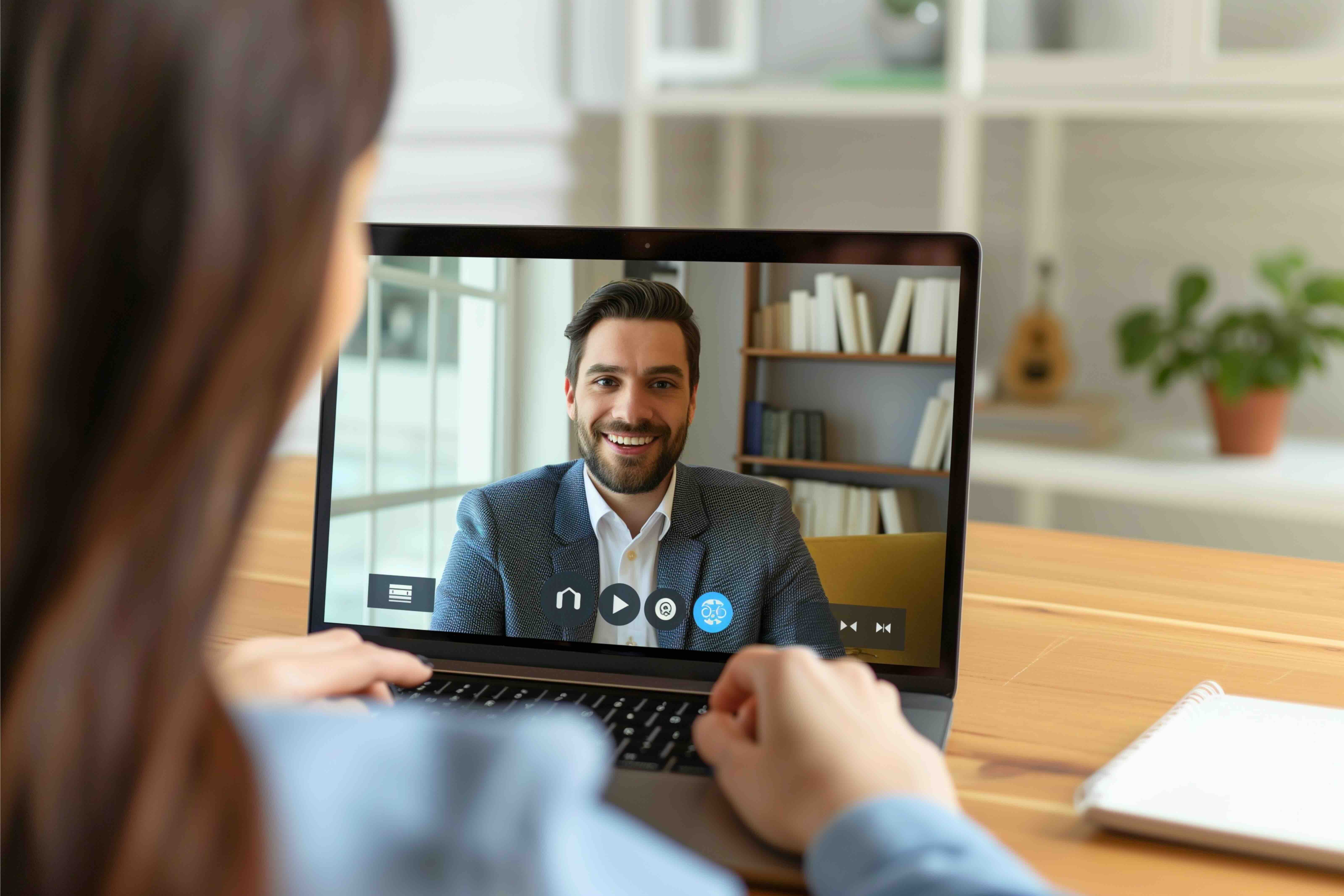A person calling on a laptop