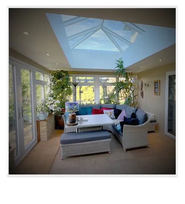 Family room build with roof lights