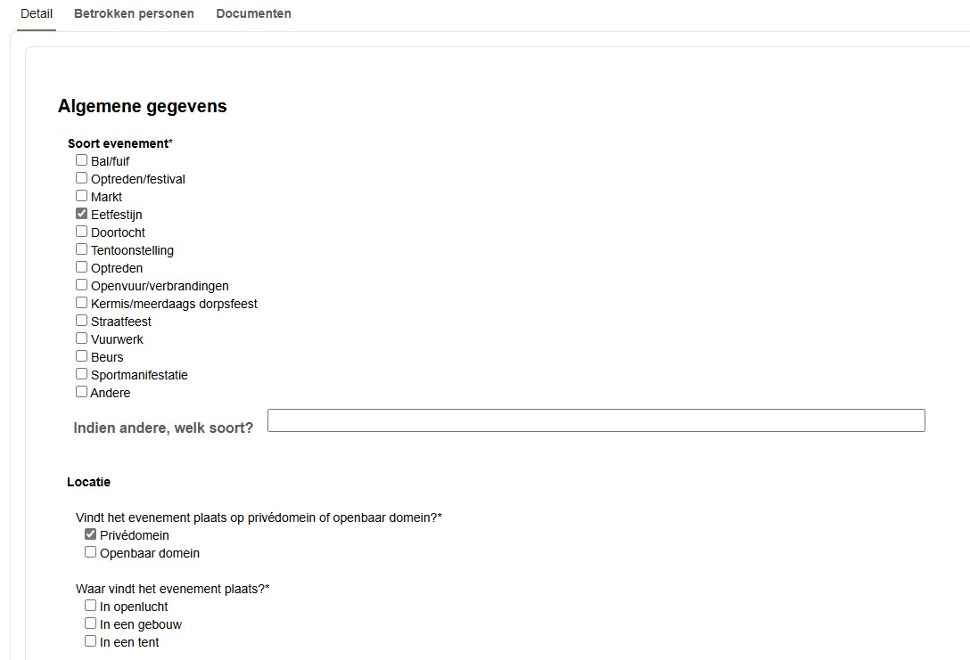 Screenshot van de module i-Event